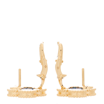Van Cleef & Arpels 18K Yellow Gold Blue Agate Vintage Alhambra Earrings 3 of 5