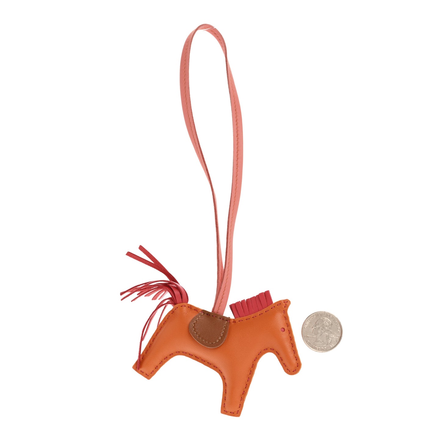 Milo Lambskin Grigri Rodeo Horse Bag Charm PM Orange Bougainvillea Gold Flamingo