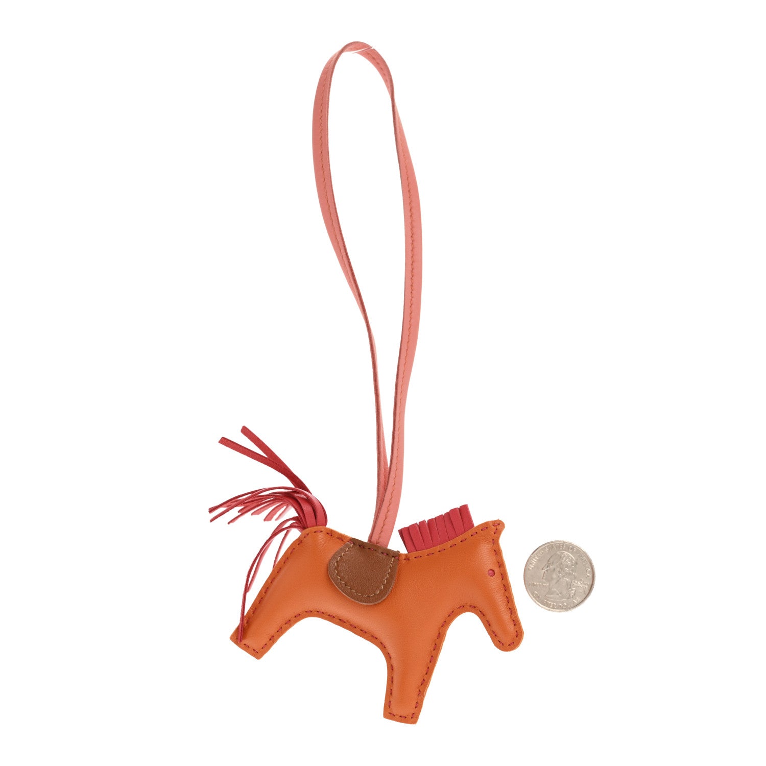 Hermes Milo Lambskin Grigri Rodeo Horse Bag Charm PM Orange Bougainvillea Gold Flamingo 2 of 3