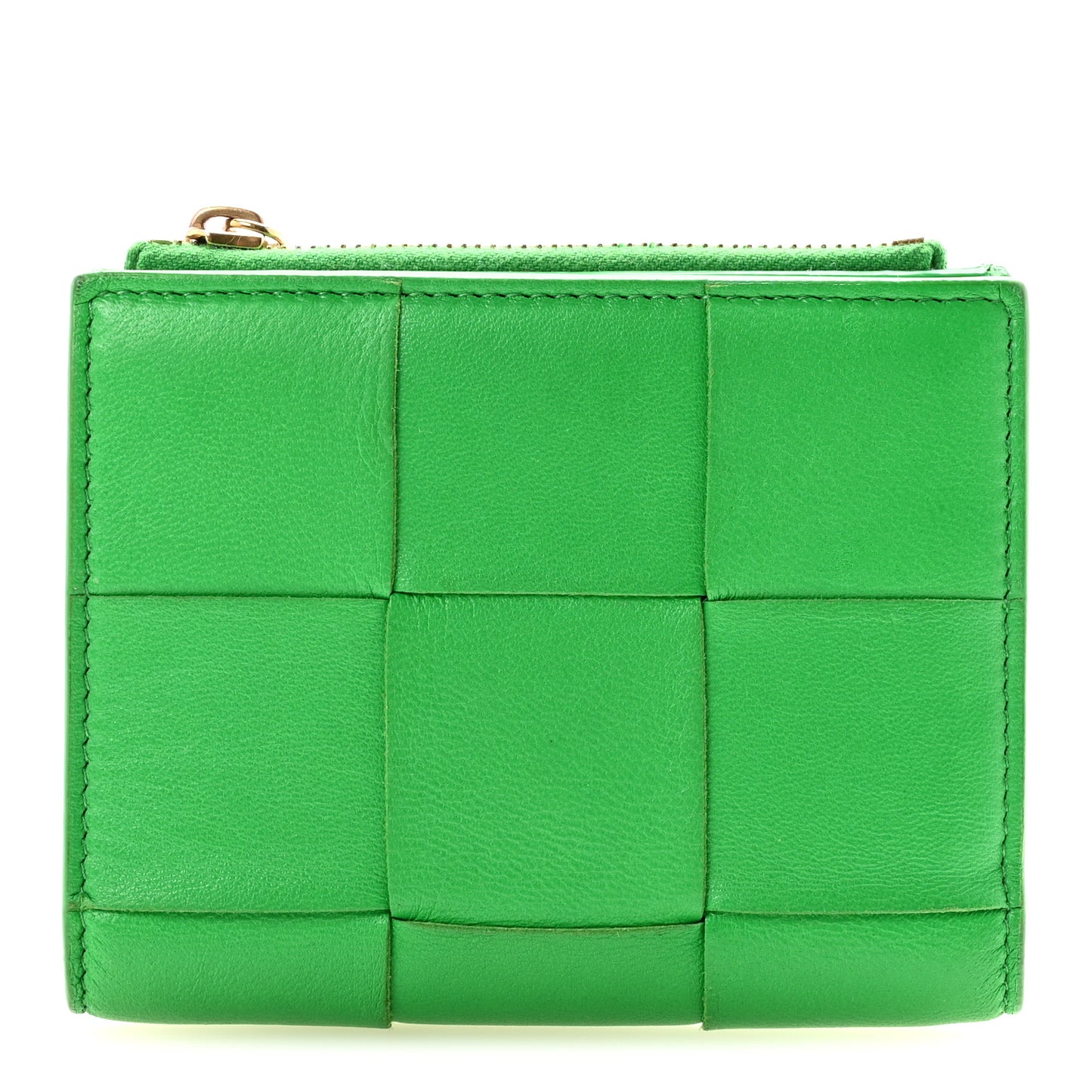 Nappa Maxi Intrecciato Bifold Zip Wallet Parakeet
