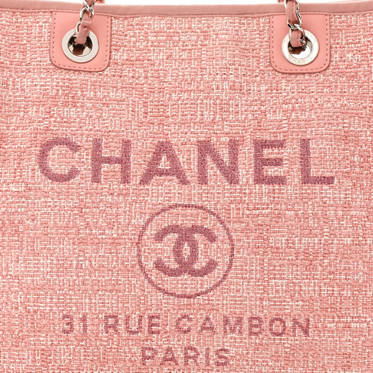 Straw Lurex Small Deauville Tote Pink