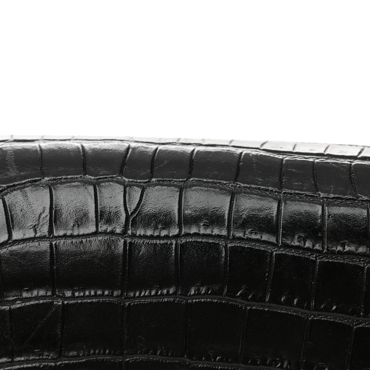 Saint Laurent Calfskin Crocodile Embossed Small Classic Monogram Kate Tassel Satchel Black 16 of 17