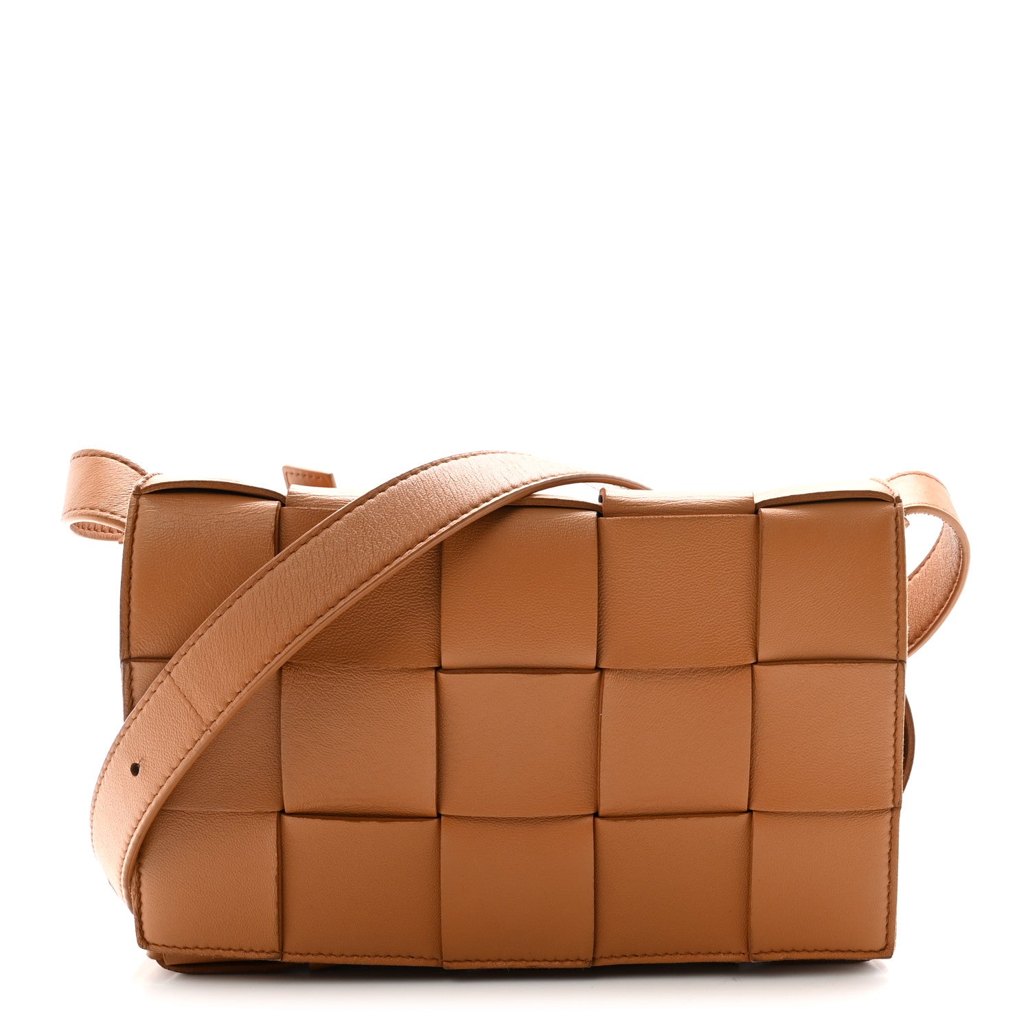 Bottega Veneta Lambskin Maxi Intrecciato Cassette Crossbody Bag Caramel 1 of 9