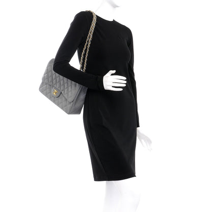 Chanel Caviar Quilted Jumbo Single Flap Grey 3 of 9