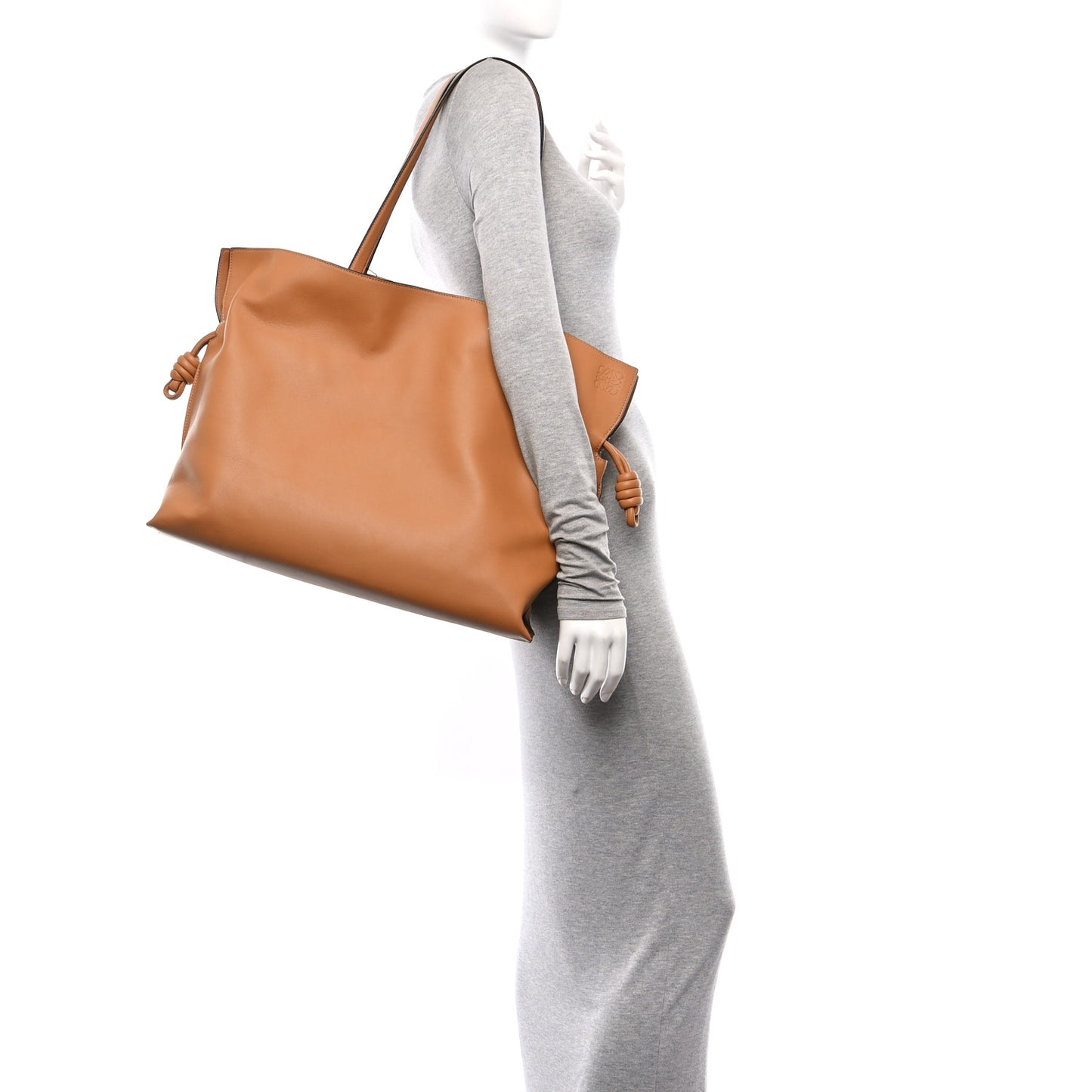 Calfskin XL Flamenco Knot Bag Warm Desert
