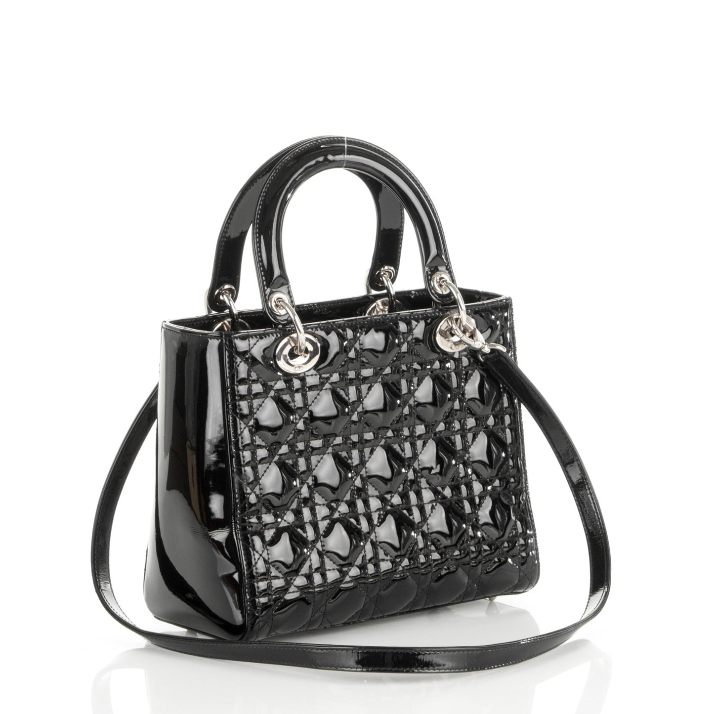 Patent Cannage Medium Lady Dior Black