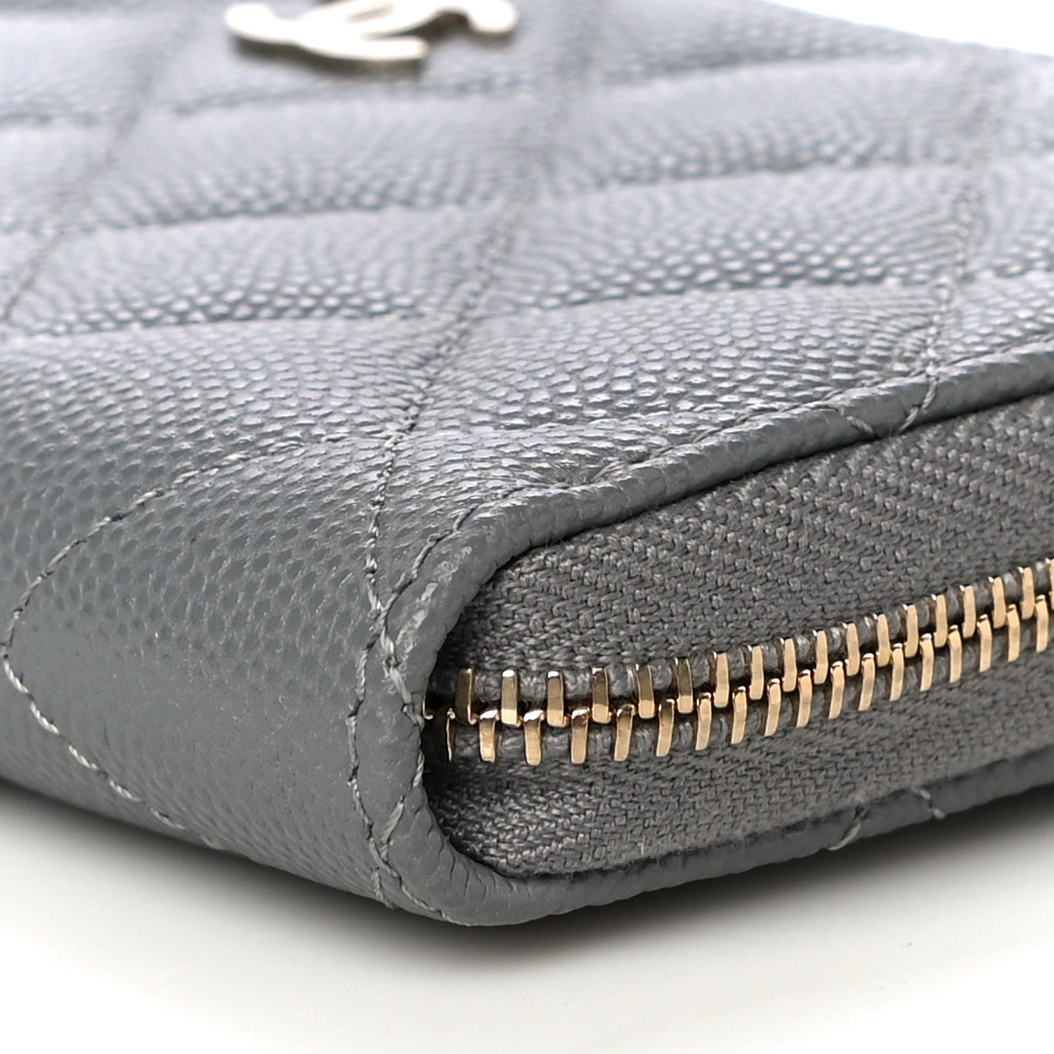 Chanel Caviar Quilted Small Gusset Zip Around Wallet Grey 11 of 12