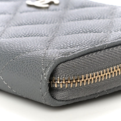 Chanel Caviar Quilted Small Gusset Zip Around Wallet Grey 11 of 12