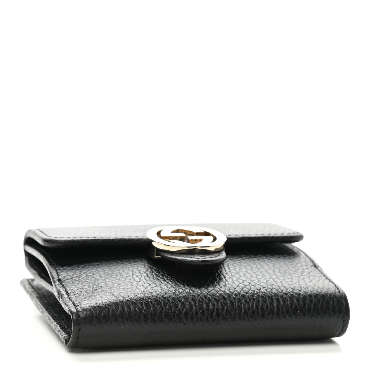 Dollar Calfskin Interlocking G French Wallet Black