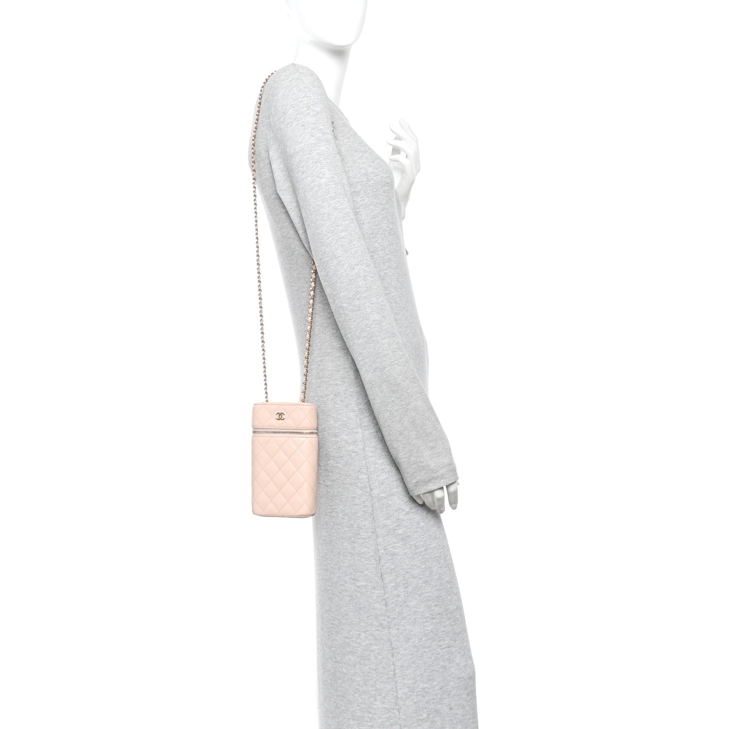 Chanel Caviar Quilted Phone Holder With Chain Light Pink 2 of 12