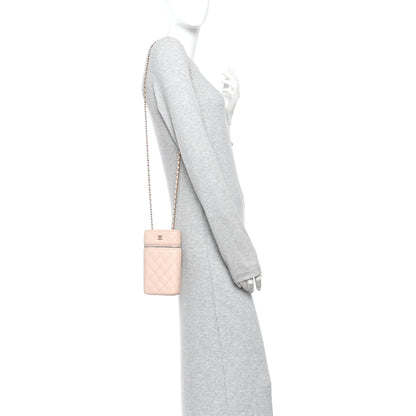 Chanel Caviar Quilted Phone Holder With Chain Light Pink 2 of 12