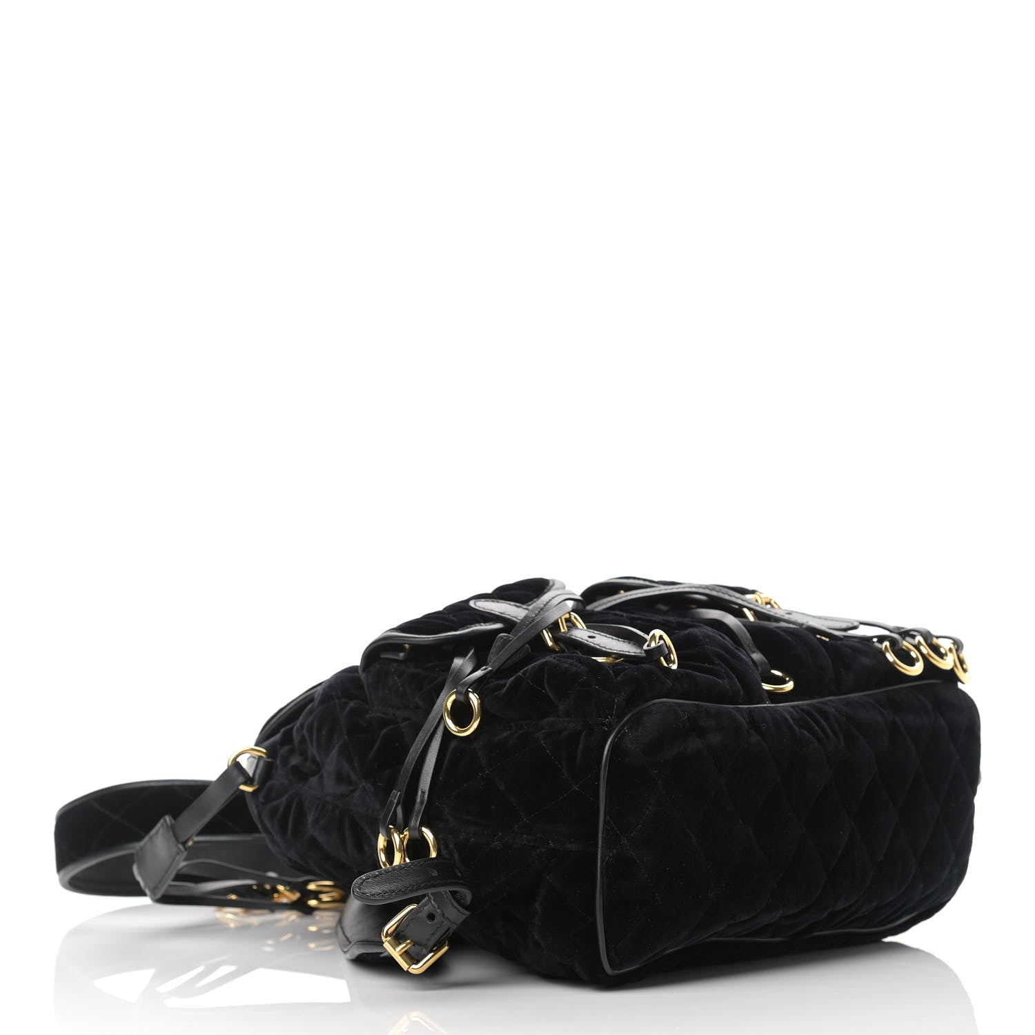 Prada Velluto Velvet Impunture Corsaire Backpack Black 4 of 10