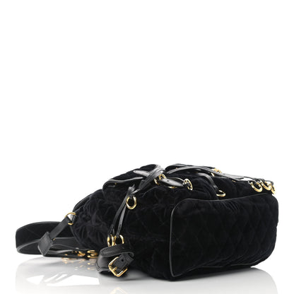 Prada Velluto Velvet Impunture Corsaire Backpack Black 4 of 10