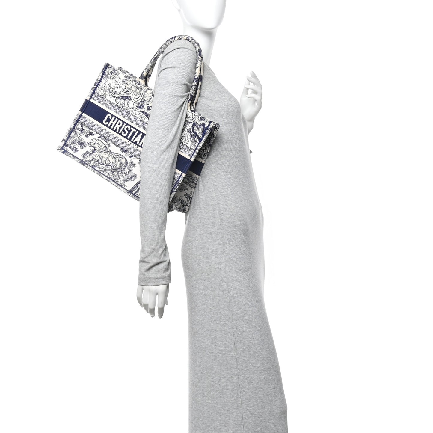 Canvas Embroidered Medium Dioriviera Toile De Jouy Book Tote Blue