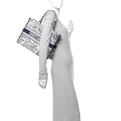 Christian Dior Canvas Embroidered Medium Dioriviera Toile De Jouy Book Tote Blue 2 of 14