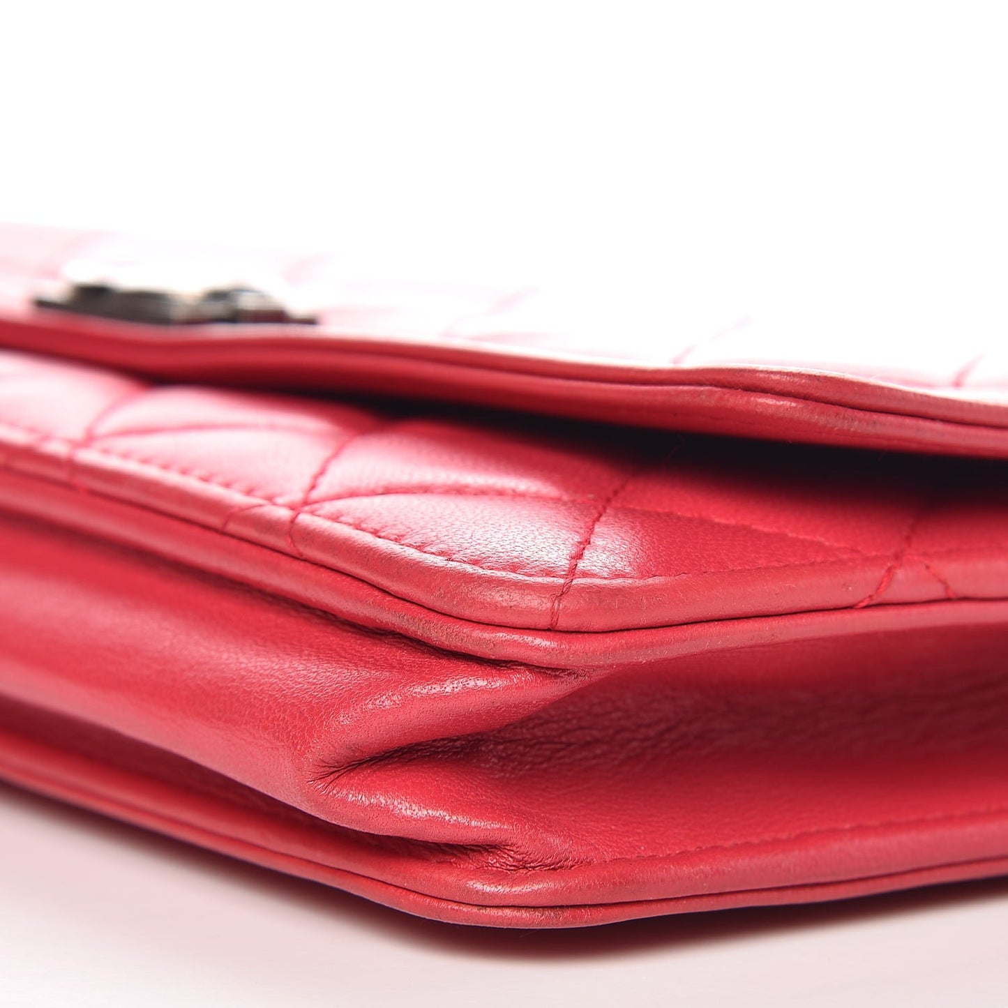 Lambskin Quilted Boy Wallet On Chain WOC Dark Pink