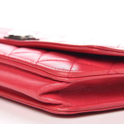 Chanel Lambskin Quilted Boy Wallet On Chain WOC Dark Pink 11 of 11