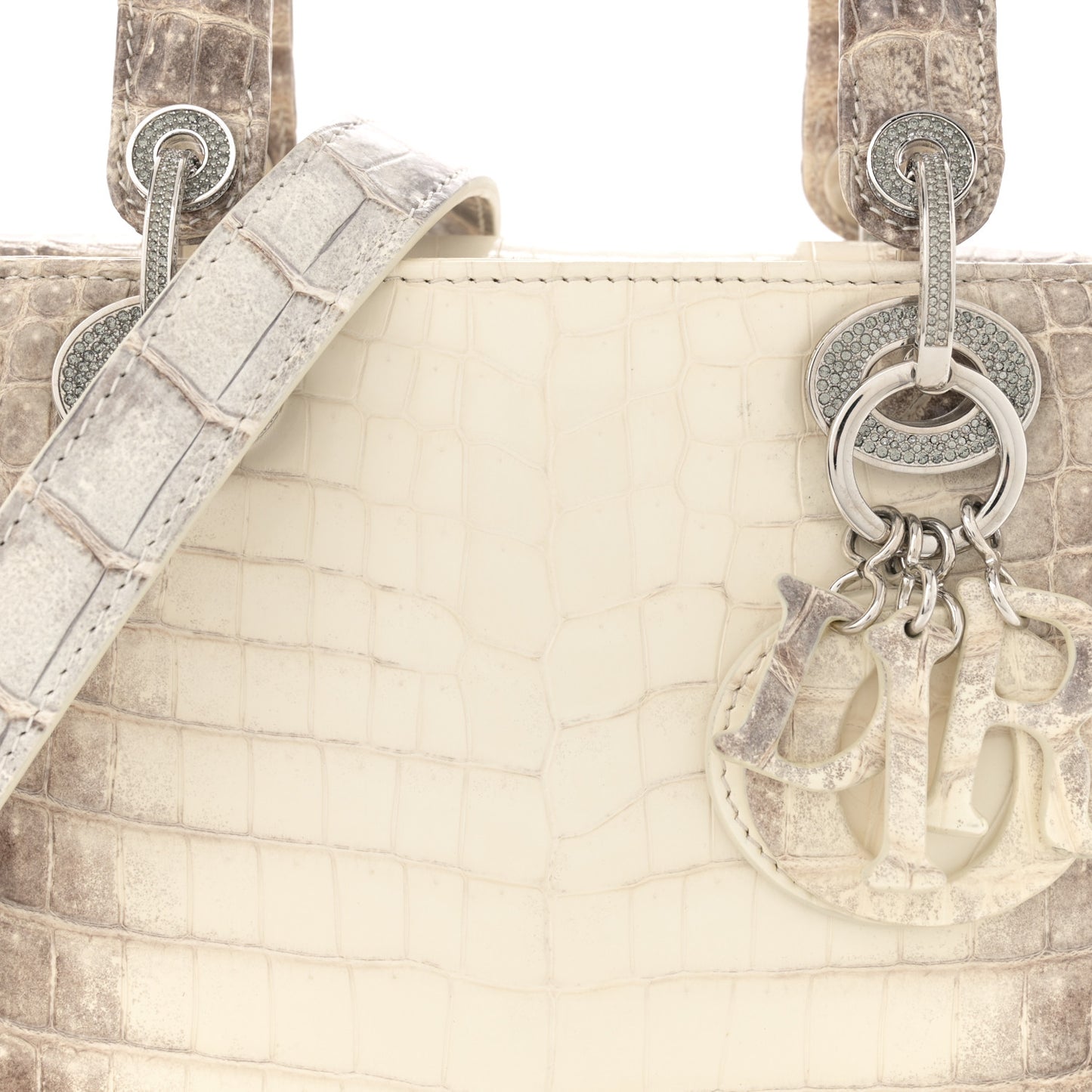 Niloticus Crocodile Himalaya Crystal Small Lady Dior White