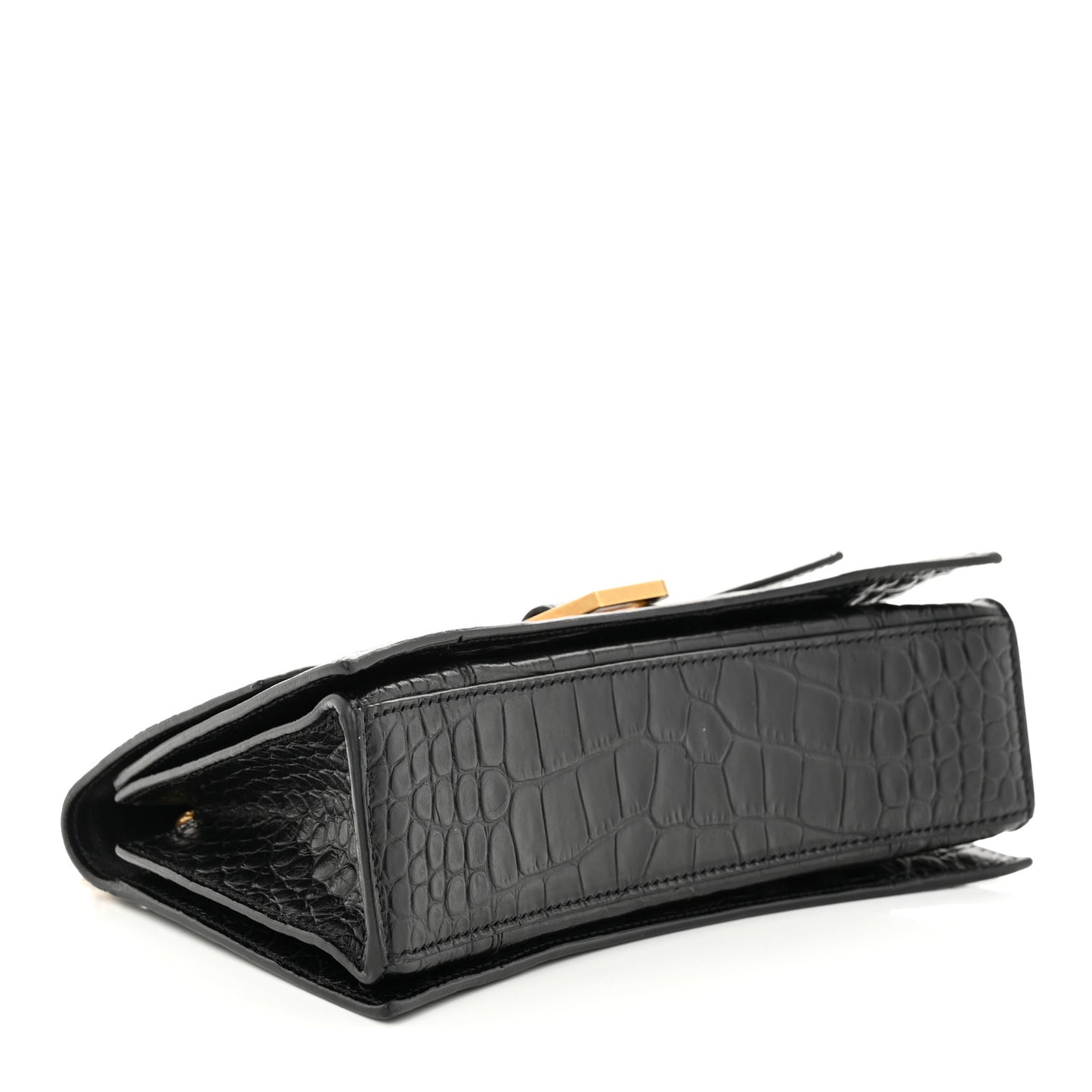 Extra Supple Calfskin Crocodile Embossed Small Crush Chain Bag Black