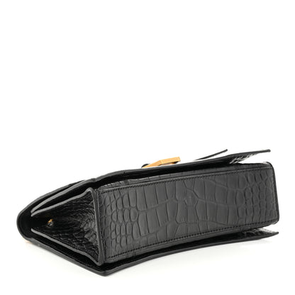 Balenciaga Extra Supple Calfskin Crocodile Embossed Small Crush Chain Bag Black 4 of 10