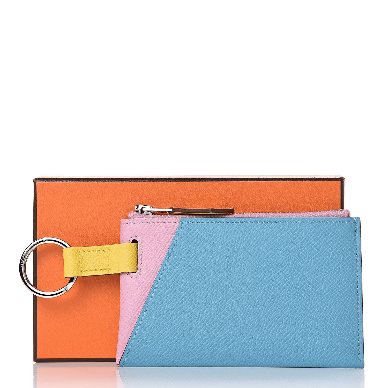 Hermes Epsom Vertige Mini Colorblock Card Holder Mauve Sylvestre Bleu Du Nord Juane De Naples 14 of 16