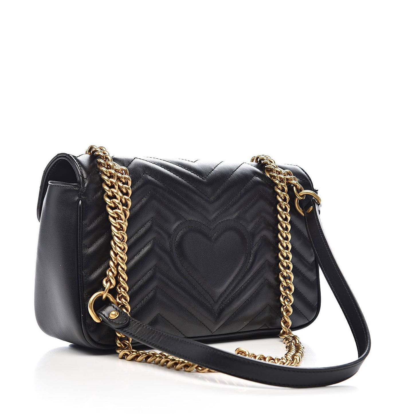 Calfskin Matelasse Small GG Marmont Shoulder Bag Black
