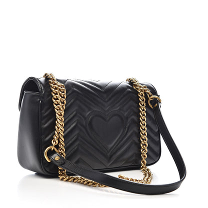 Gucci Calfskin Matelasse Small GG Marmont Shoulder Bag Black 3 of 11