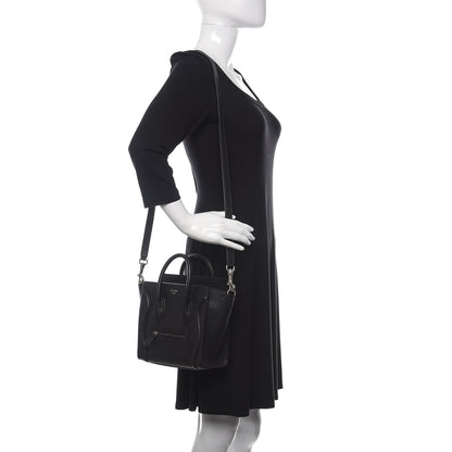 Celine Drummed Calfskin Nano Luggage Black 2 of 9