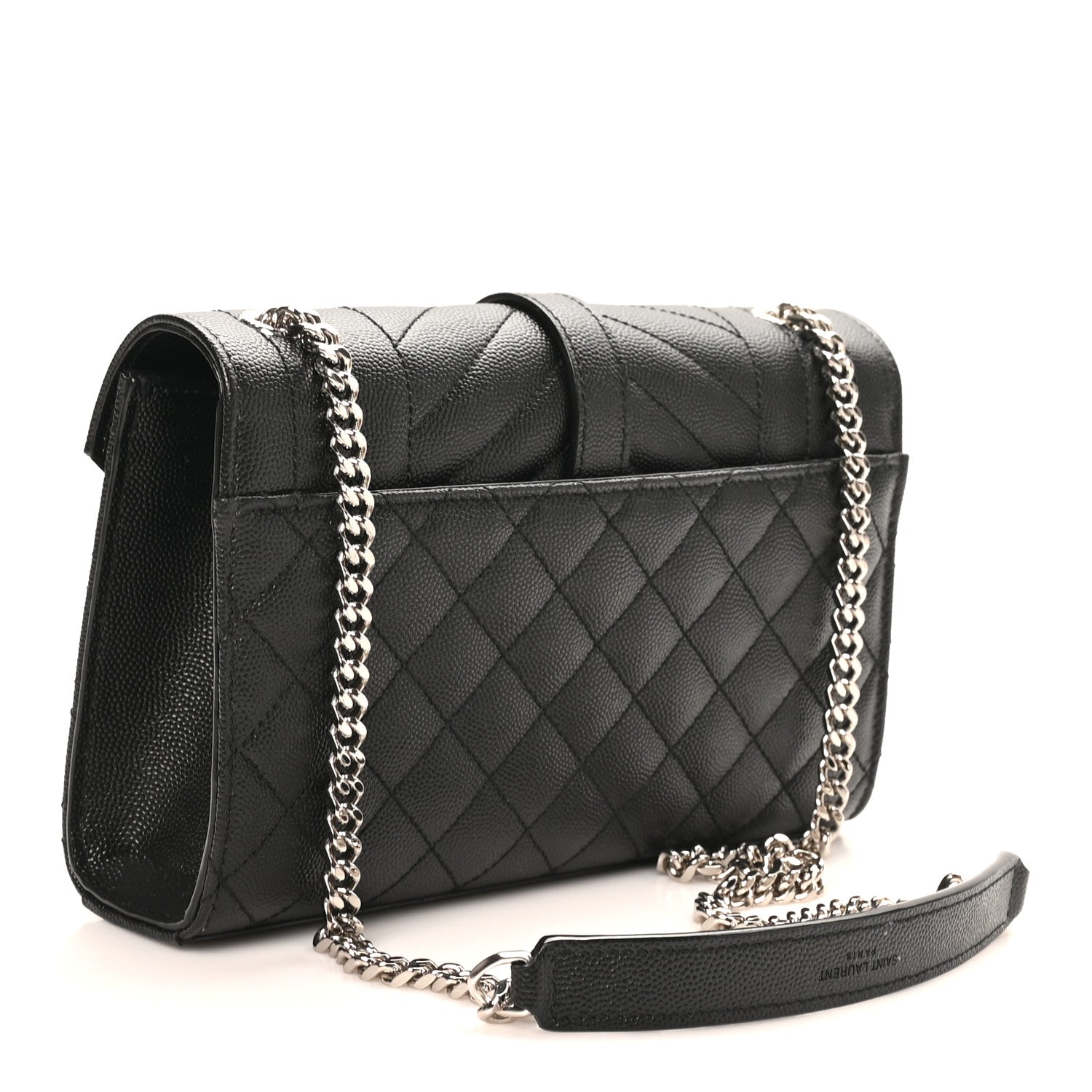 Saint Laurent Grain De Poudre Textured Mixed Matelasse Triquilt Small Monogram Satchel Black 2 of 8