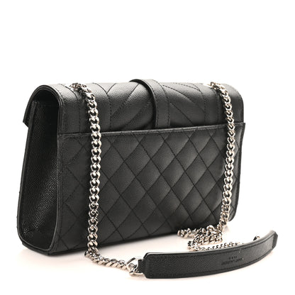 Saint Laurent Grain De Poudre Textured Mixed Matelasse Triquilt Small Monogram Satchel Black 2 of 8