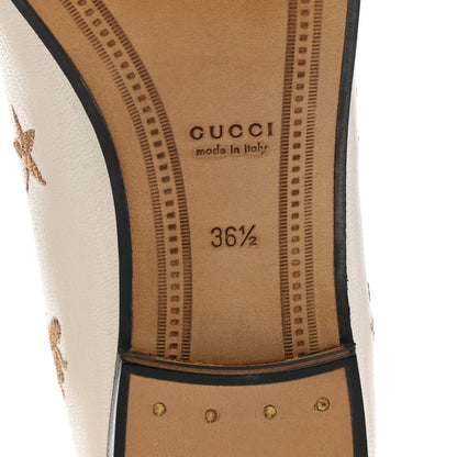 Gucci Goatskin Bee Star Embroidered Womens Jordaan Loafers 36.5 Mystic White 6 of 9