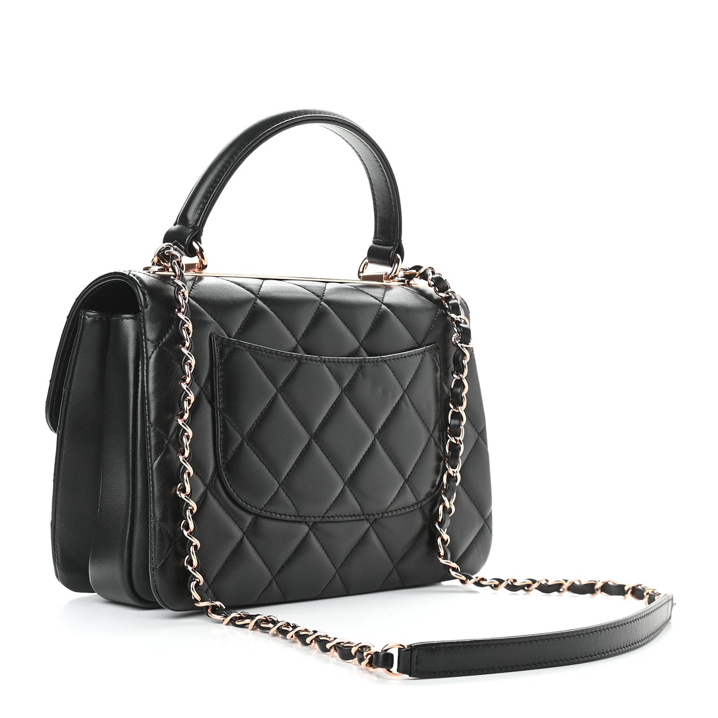 Lambskin Quilted Small Trendy CC Dual Handle Flap Bag Black