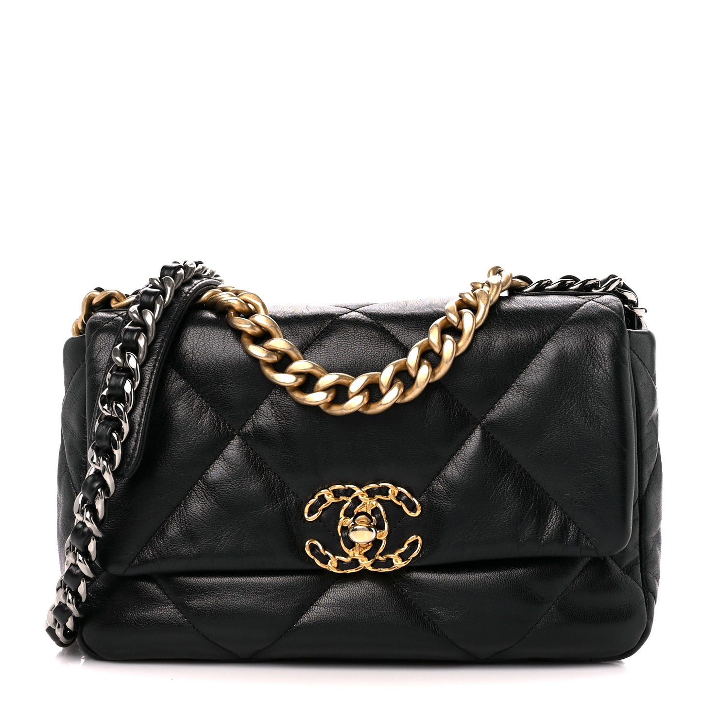 Goatskin Quilted Medium Chanel 19 Flap Black