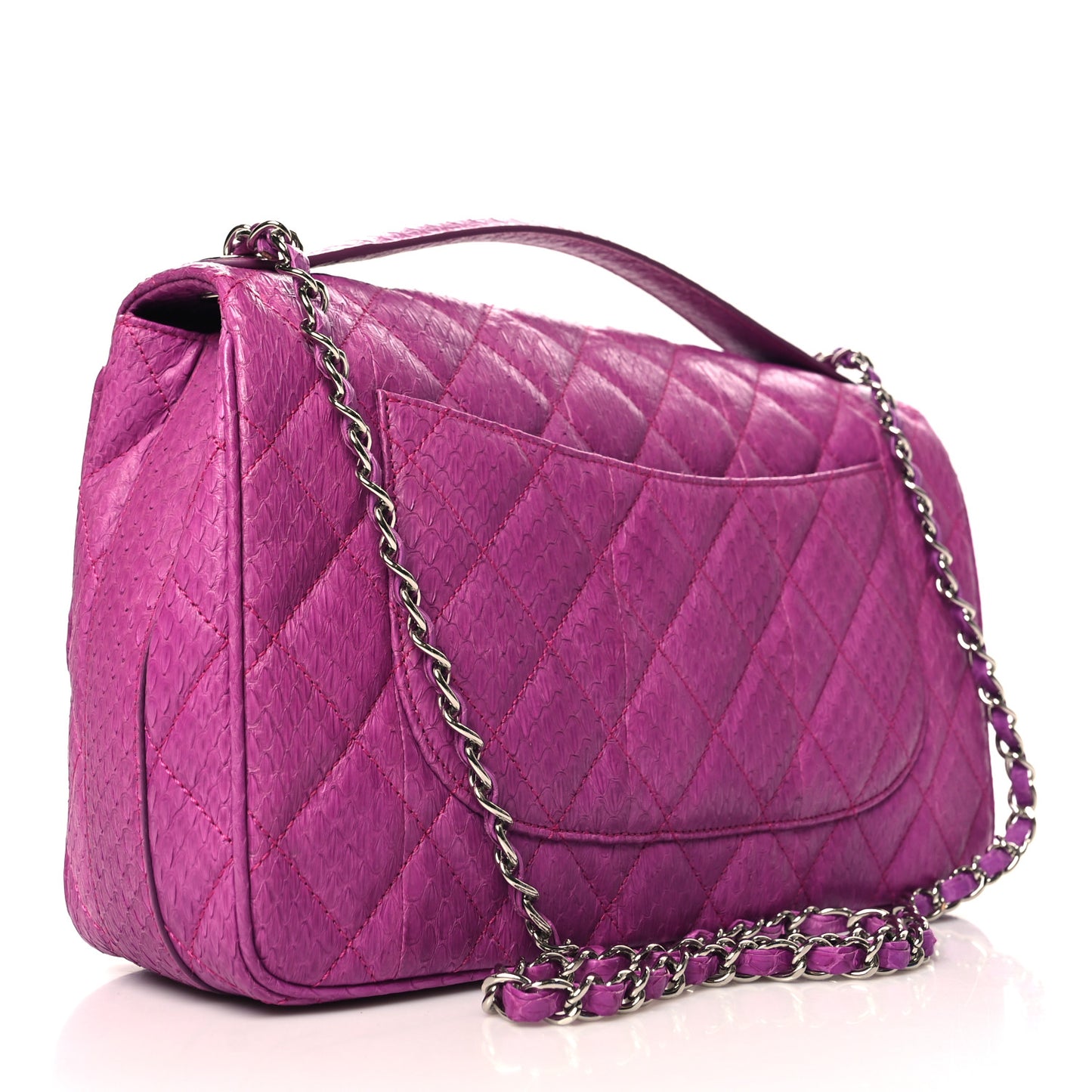 Elaphe Snakeskin Quilted Jumbo Easy Carry Flap Purple