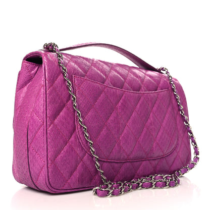 Chanel Elaphe Snakeskin Quilted Jumbo Easy Carry Flap Purple 3 of 10