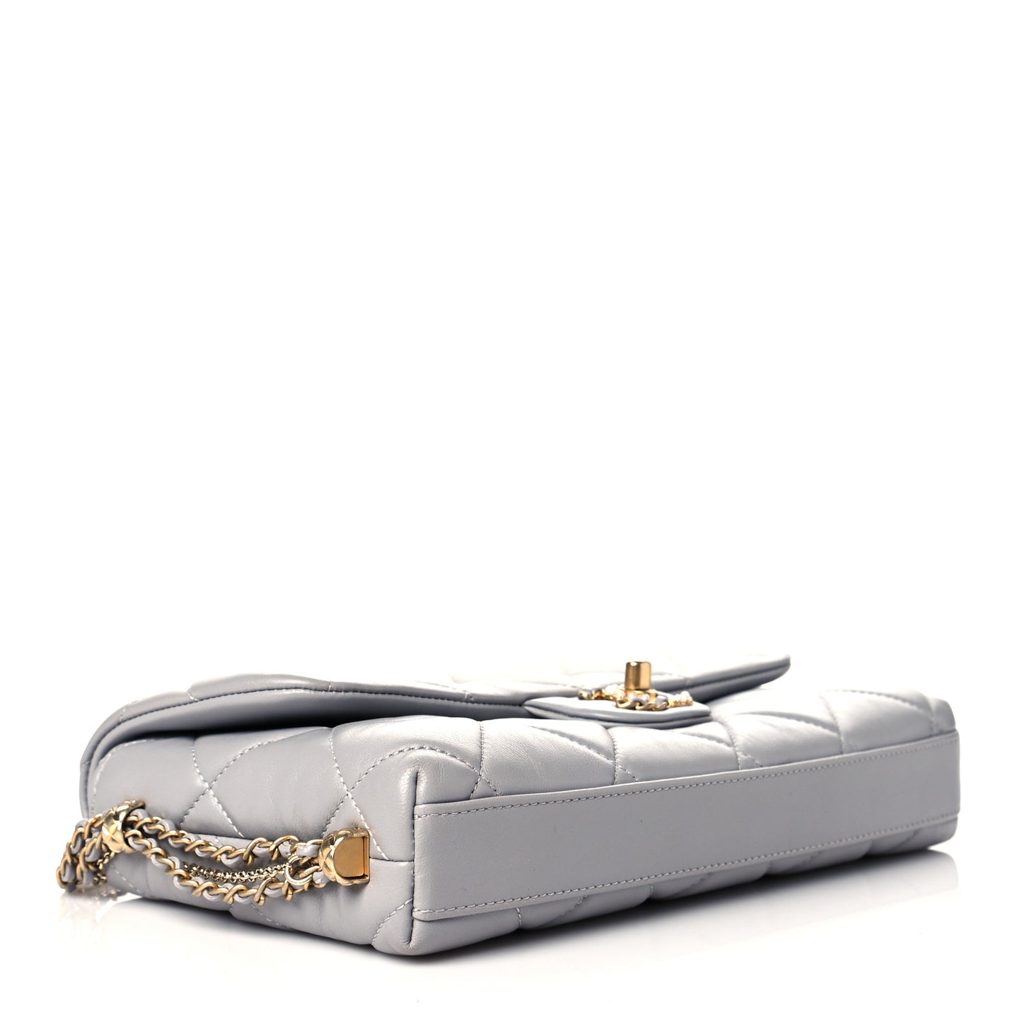 Lambskin Quilted Crush On Chains Flap Bag Grey