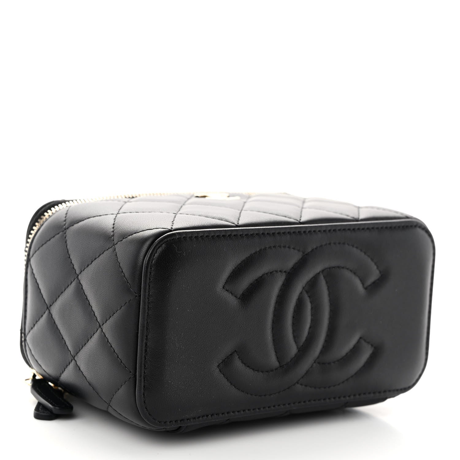 Chanel Lambskin Quilted Small Top Handle Vanity Case With Chain Black 4 of 11