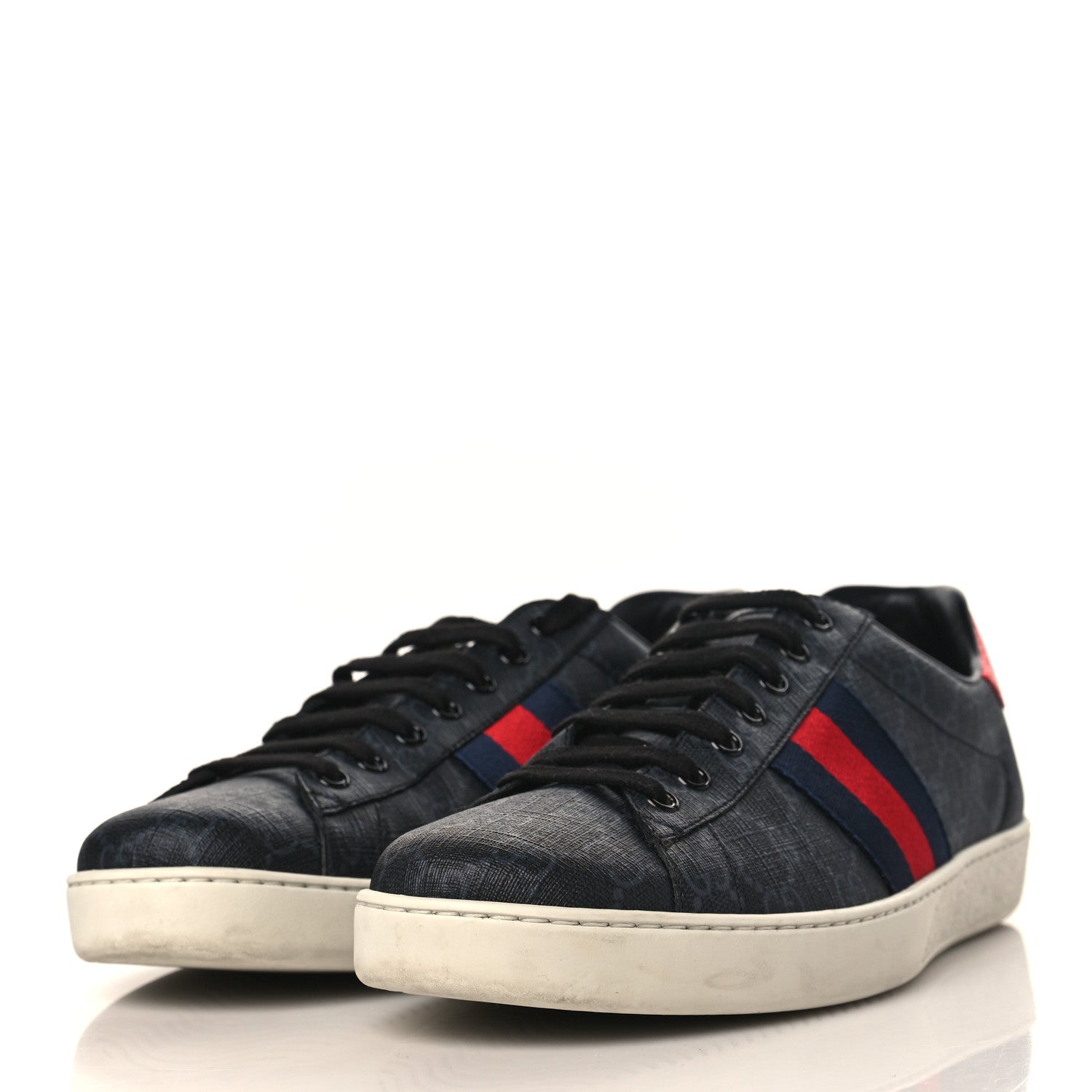 Gucci GG Supreme Monogram Ayers Web Mens New Ace Sneakers 10.5 Black 3 of 8