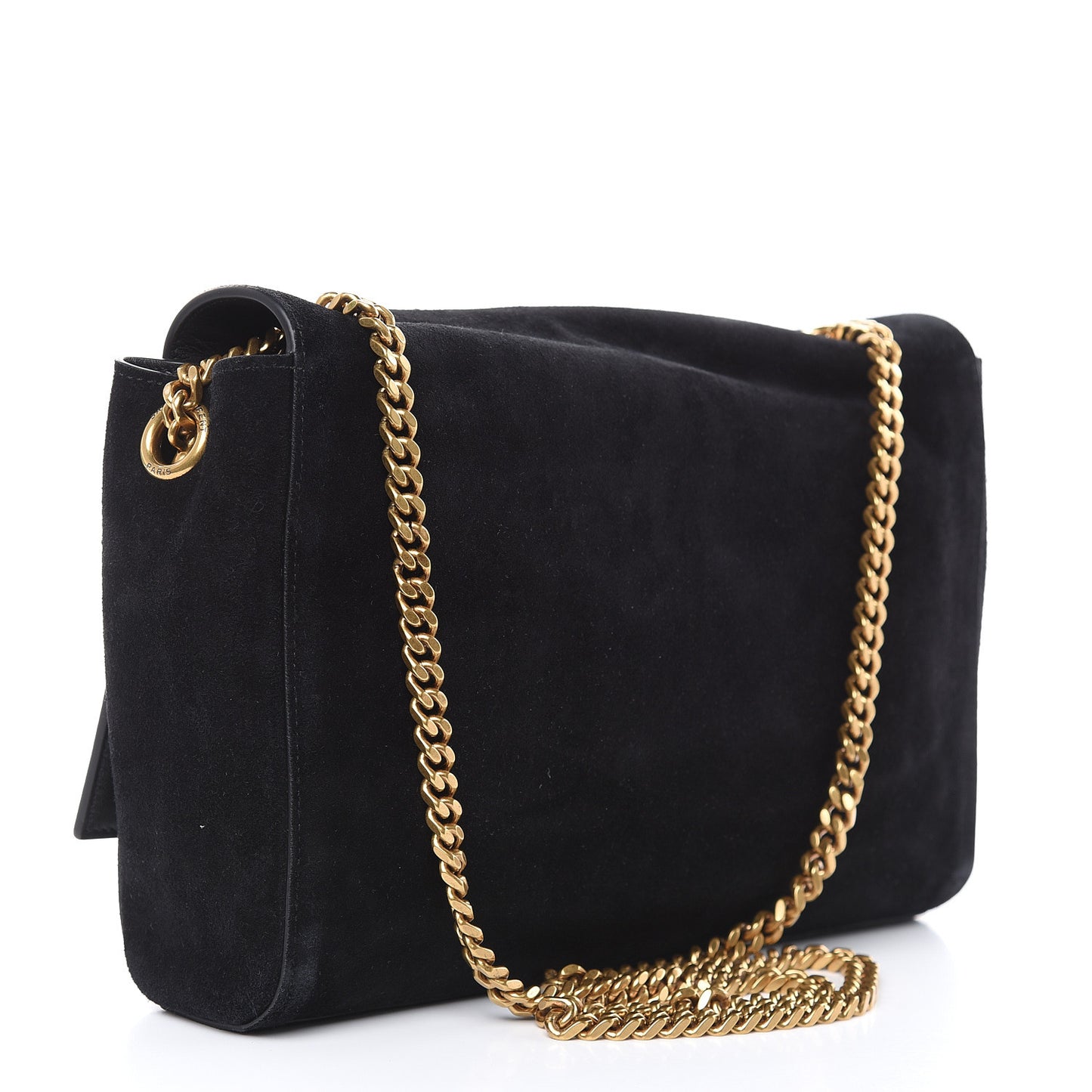 Smooth Calfskin Suede Medium Reversible Monogram Kate Satchel Black