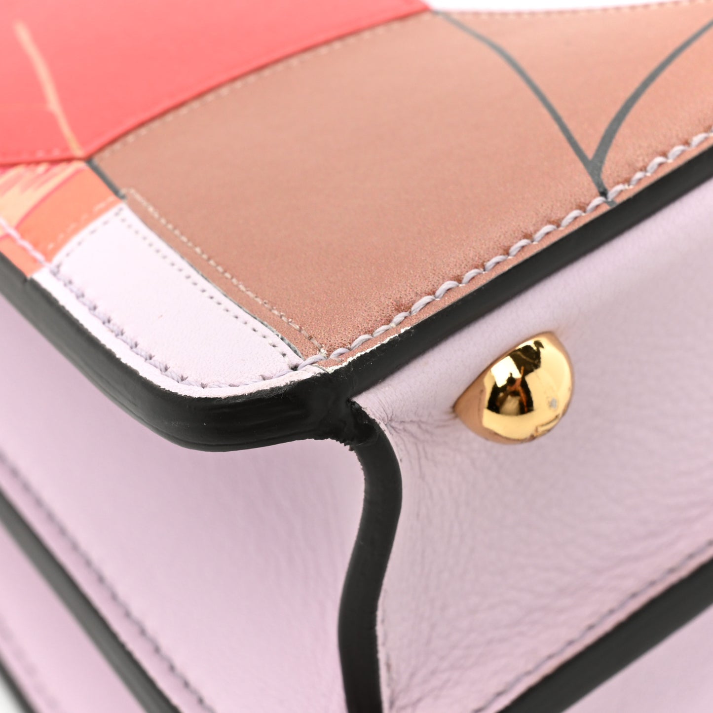 Vitello Seta Shiny Nappa Dancing Girls Inlay Small Peekaboo I SEE U Satchel Anemone Multicolor