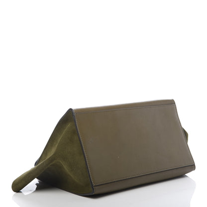 Celine Nubuck Crocodile Embossed Medium Trapeze Olive 4 of 13