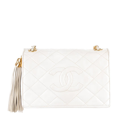 Chanel Lambskin Quilted Small Tassel Single Flap White 1 of 13