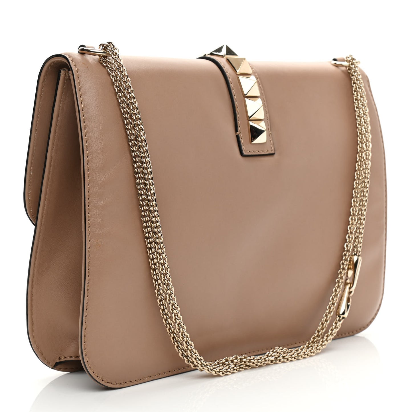 Vitello Large Glam Lock Rockstud Flap Poudre