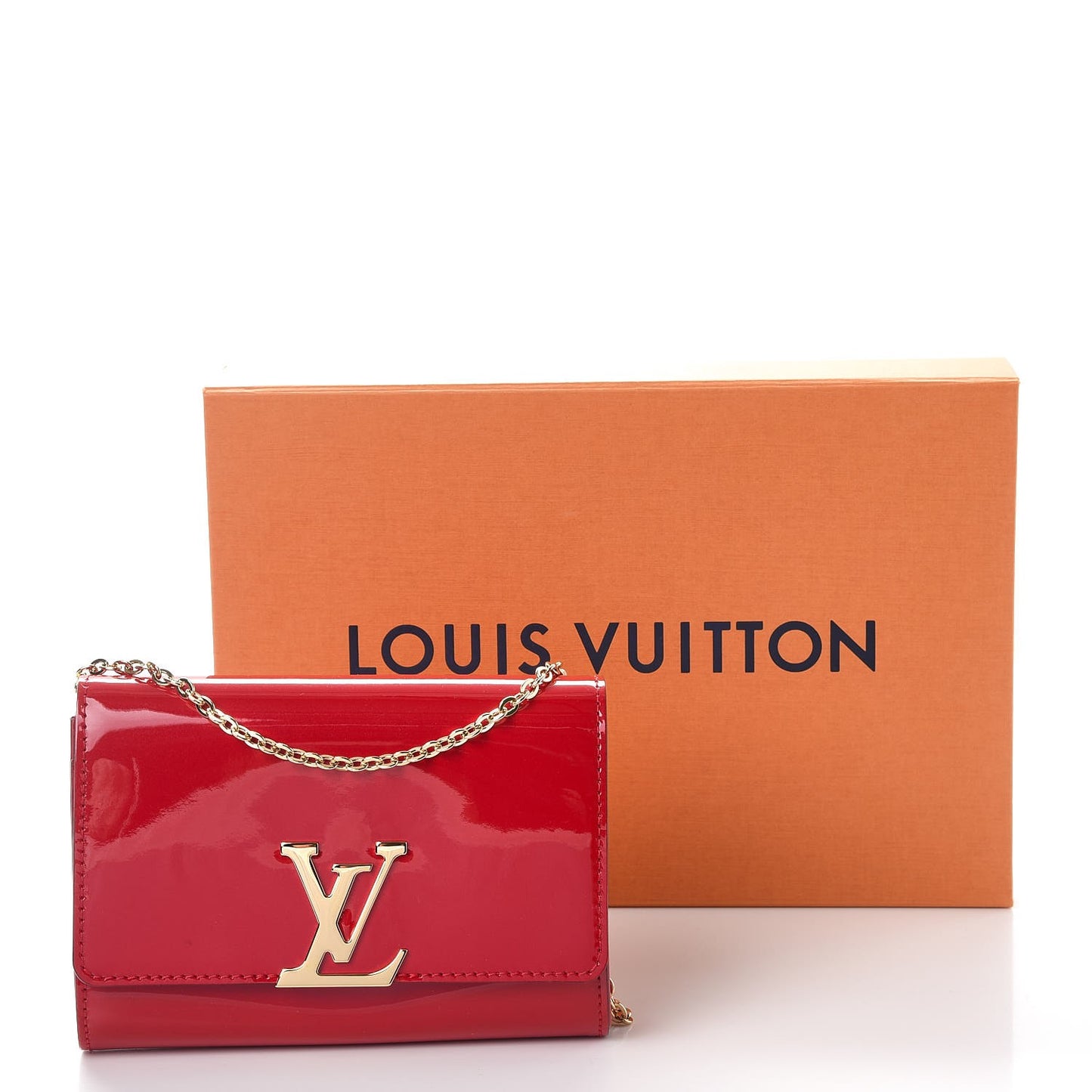 Patent Calfskin Chain Louise PM Rouge