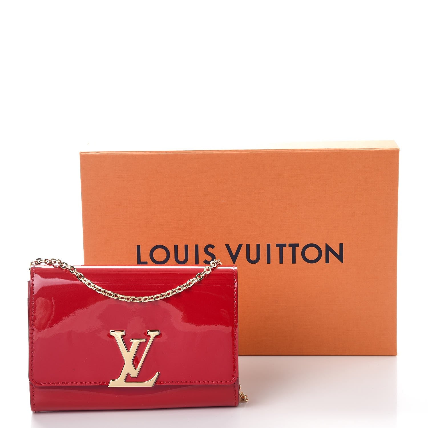 Louis Vuitton Patent Calfskin Chain Louise PM Rouge 8 of 8