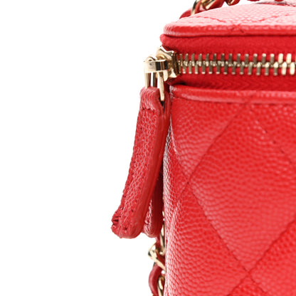 Chanel Caviar Quilted Small Vanity Case With Chain Red 12 of 12