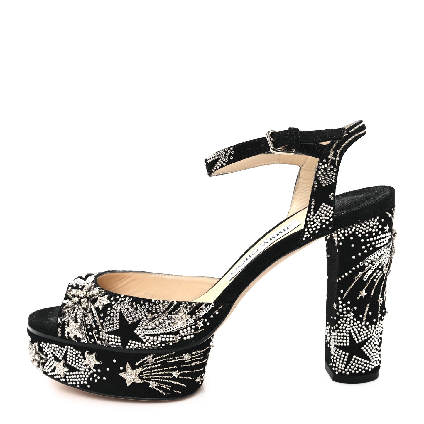 Suede Crystal Supernova Platform Pumps 37.5 Black