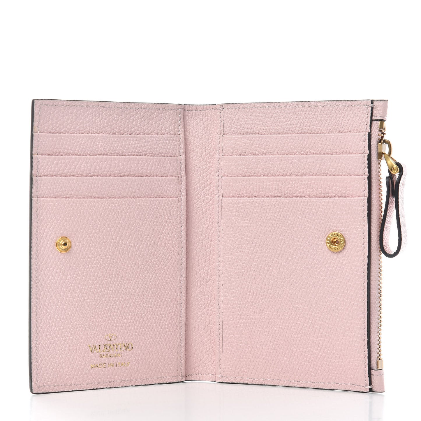 Grainy Calfskin VLogo Coin Case Card Holder Rose Quartz