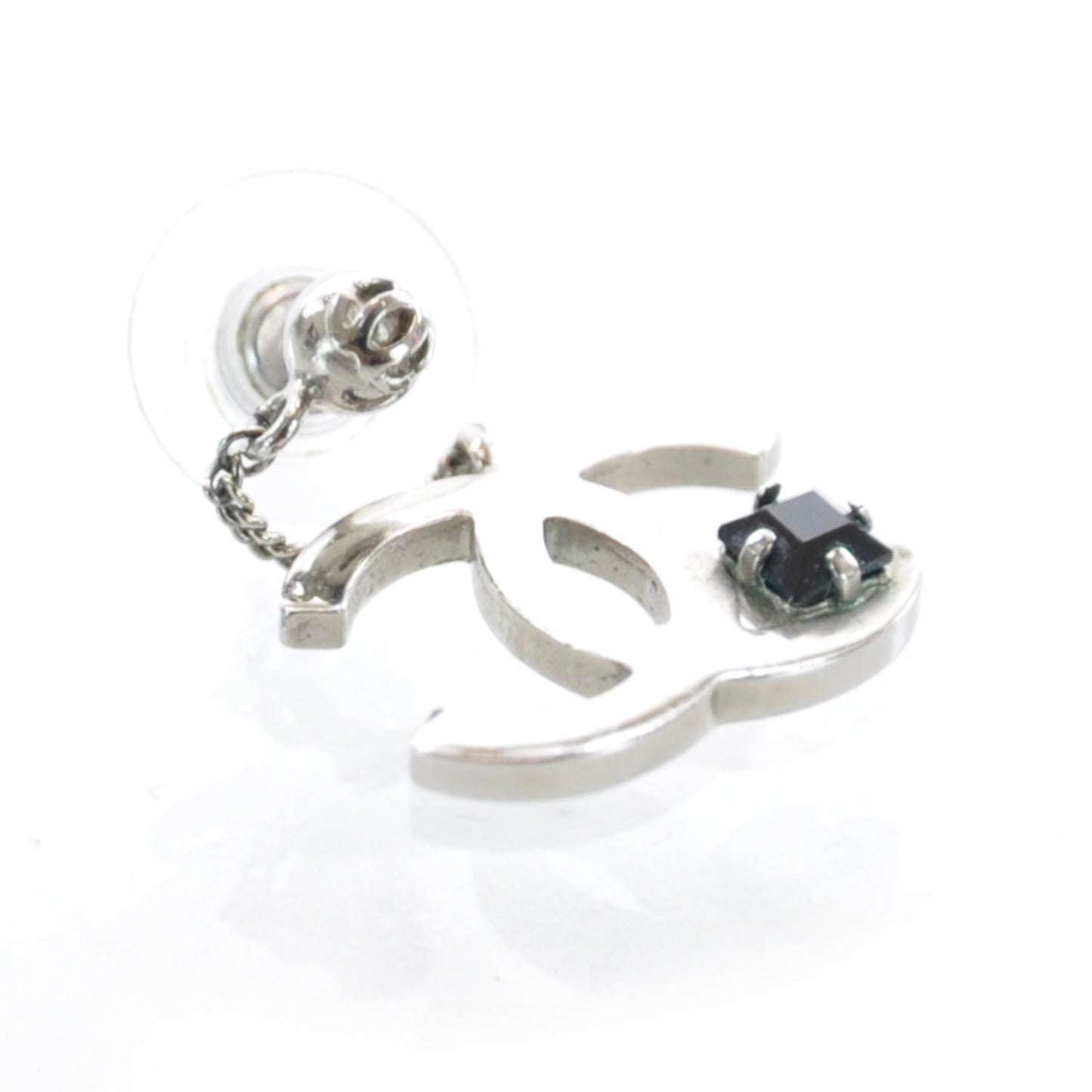 Crystal CC Dangle Earrings Silver