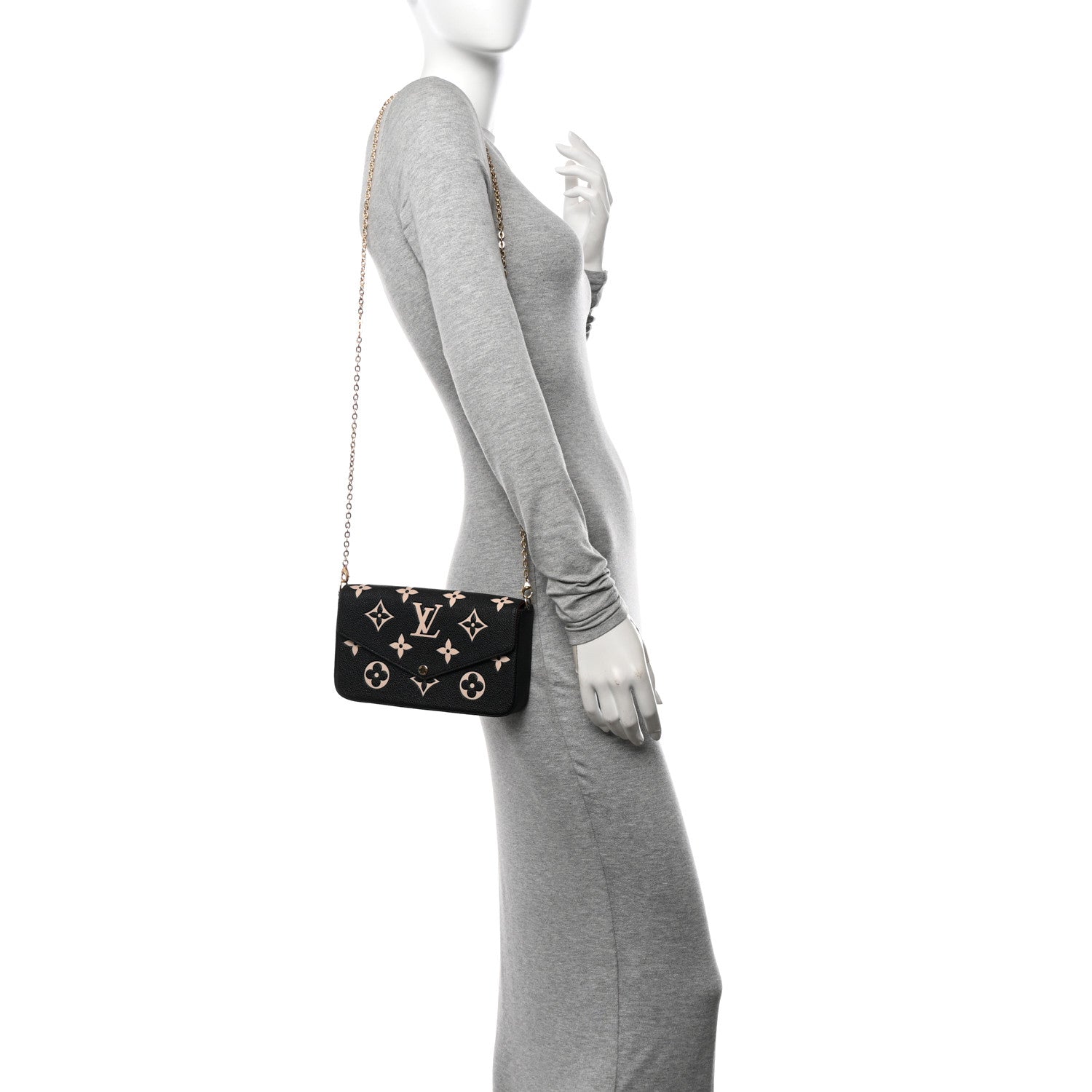 Louis Vuitton Empreinte Monogram Giant Felicie Pochette Black Beige 2 of 11